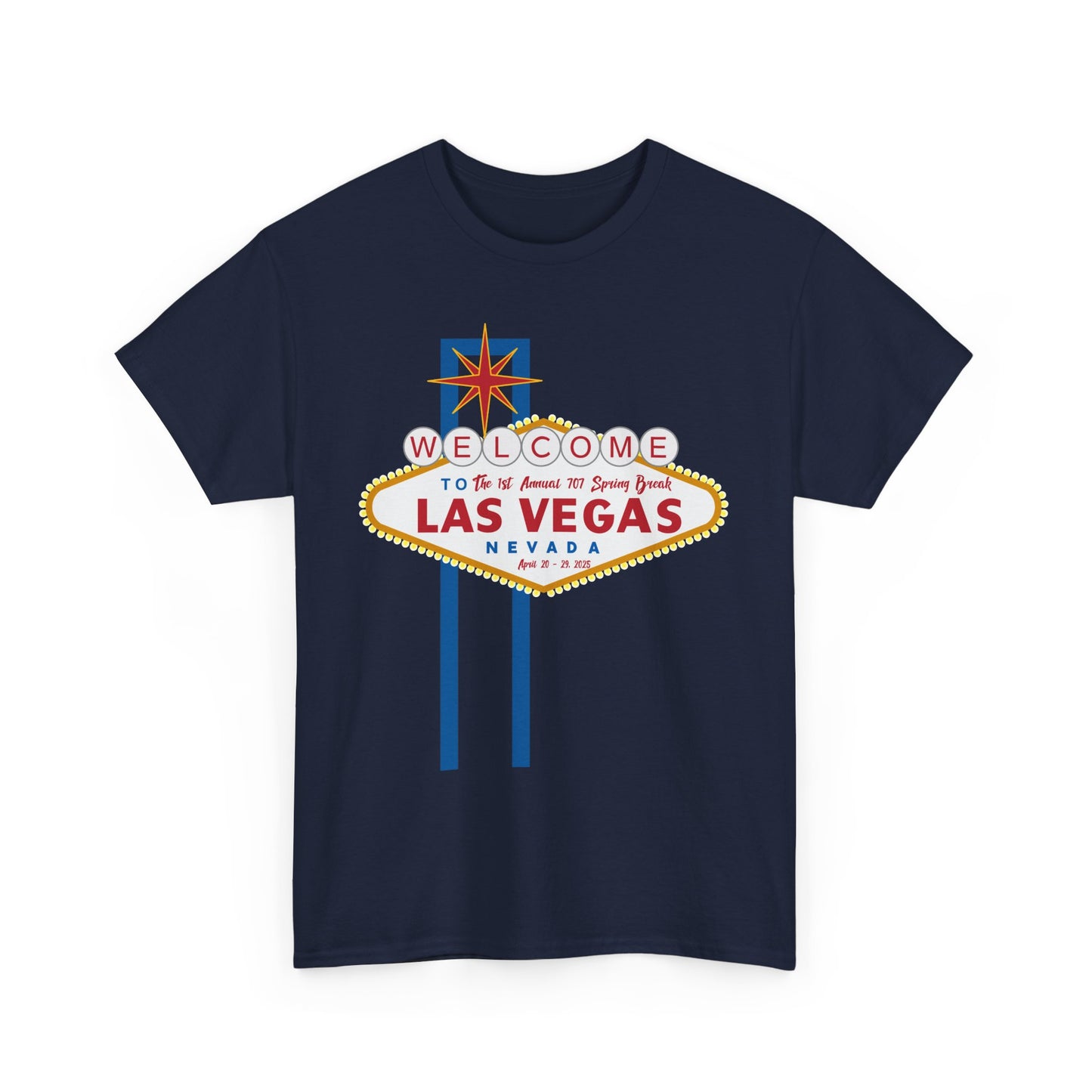 1st Annual 707 Las Vegas Spring Break Unisex Heavy Cotton Tee - Vintage Travel Tee for Tourists and Souvenir Lovers