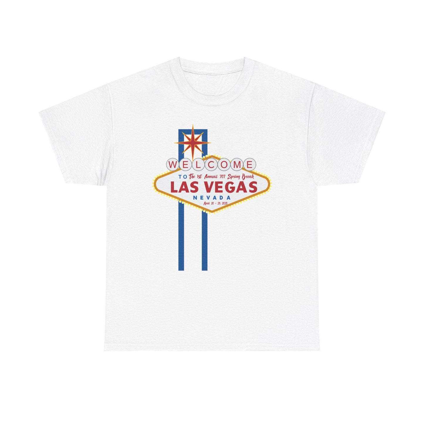 1st Annual 707 Las Vegas Spring Break Unisex Heavy Cotton Tee - Vintage Travel Tee for Tourists and Souvenir Lovers