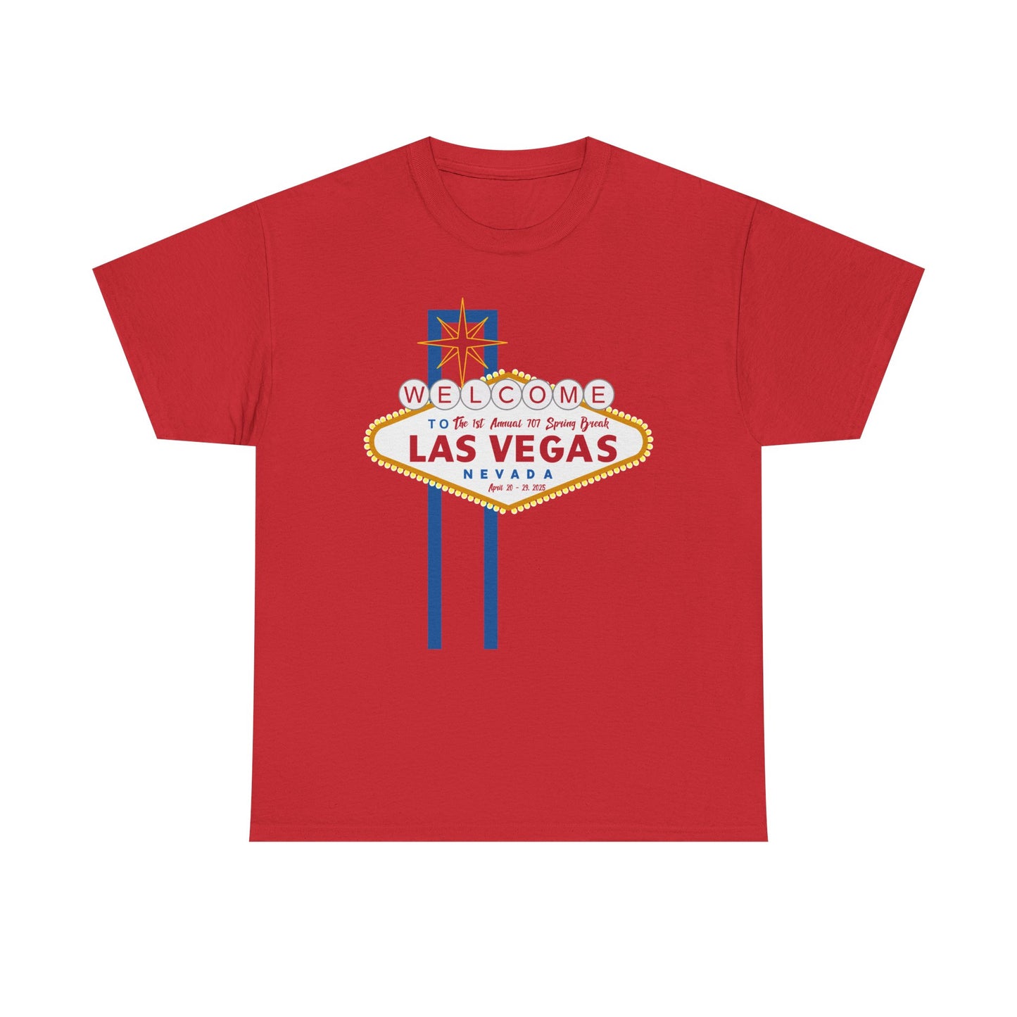 1st Annual 707 Las Vegas Spring Break Unisex Heavy Cotton Tee - Vintage Travel Tee for Tourists and Souvenir Lovers