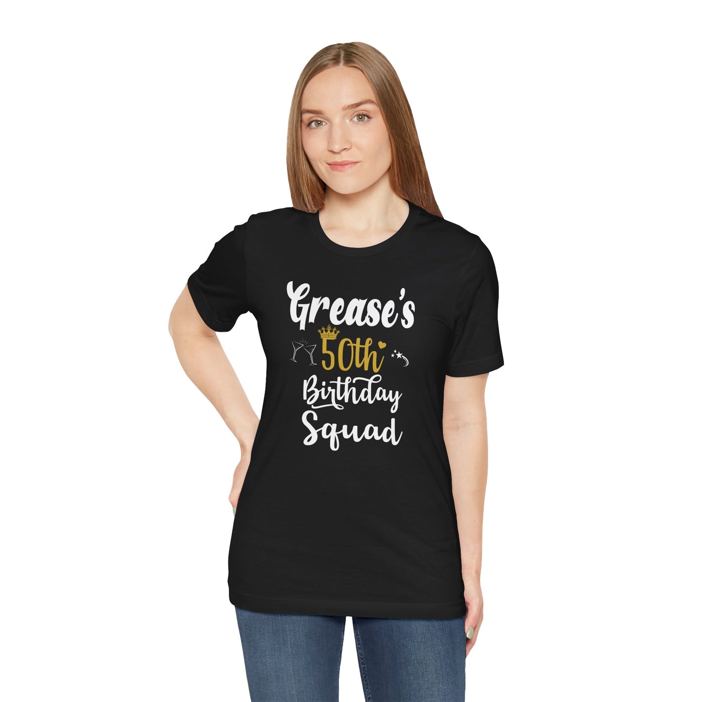 Grease's 50th Birthday Squad Tee, Unisex Jersey T-Shirt, Birthday Celebration Shirt, Team Party Apparel, Ideal for Milestone Birthdays