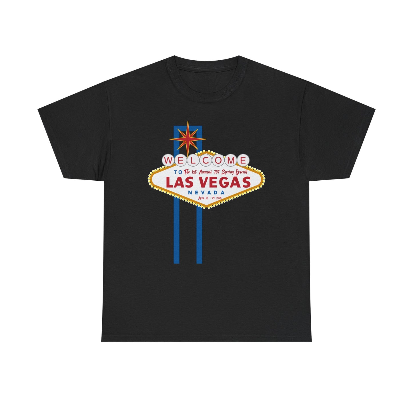 1st Annual 707 Las Vegas Spring Break Unisex Heavy Cotton Tee - Vintage Travel Tee for Tourists and Souvenir Lovers