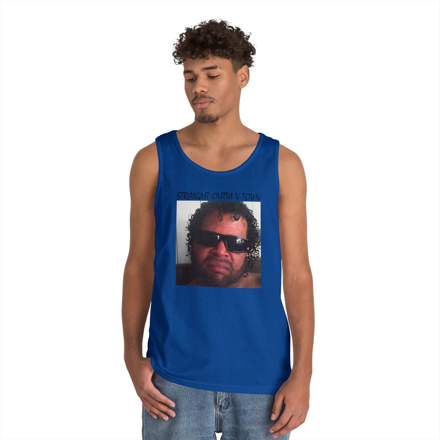 Funny Unisex Heavy Cotton Tank Top - 'Train Duz It' Graphic