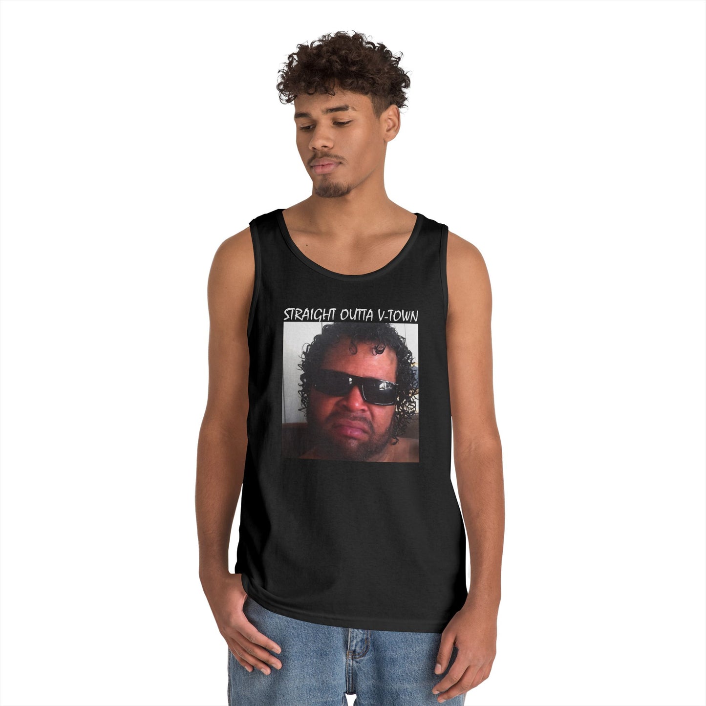Funny Unisex Heavy Cotton Tank Top - 'Train Duz It' Graphic