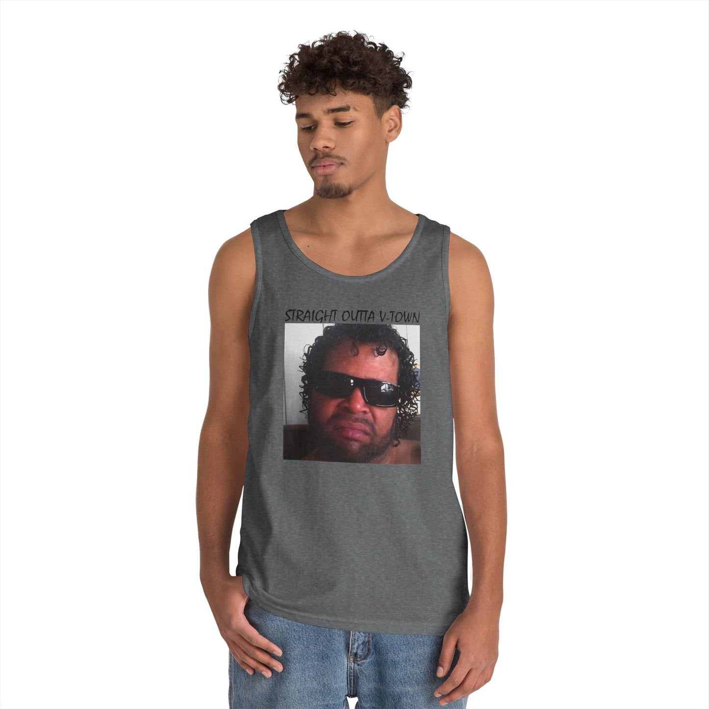 Funny Unisex Heavy Cotton Tank Top - 'Train Duz It' Graphic