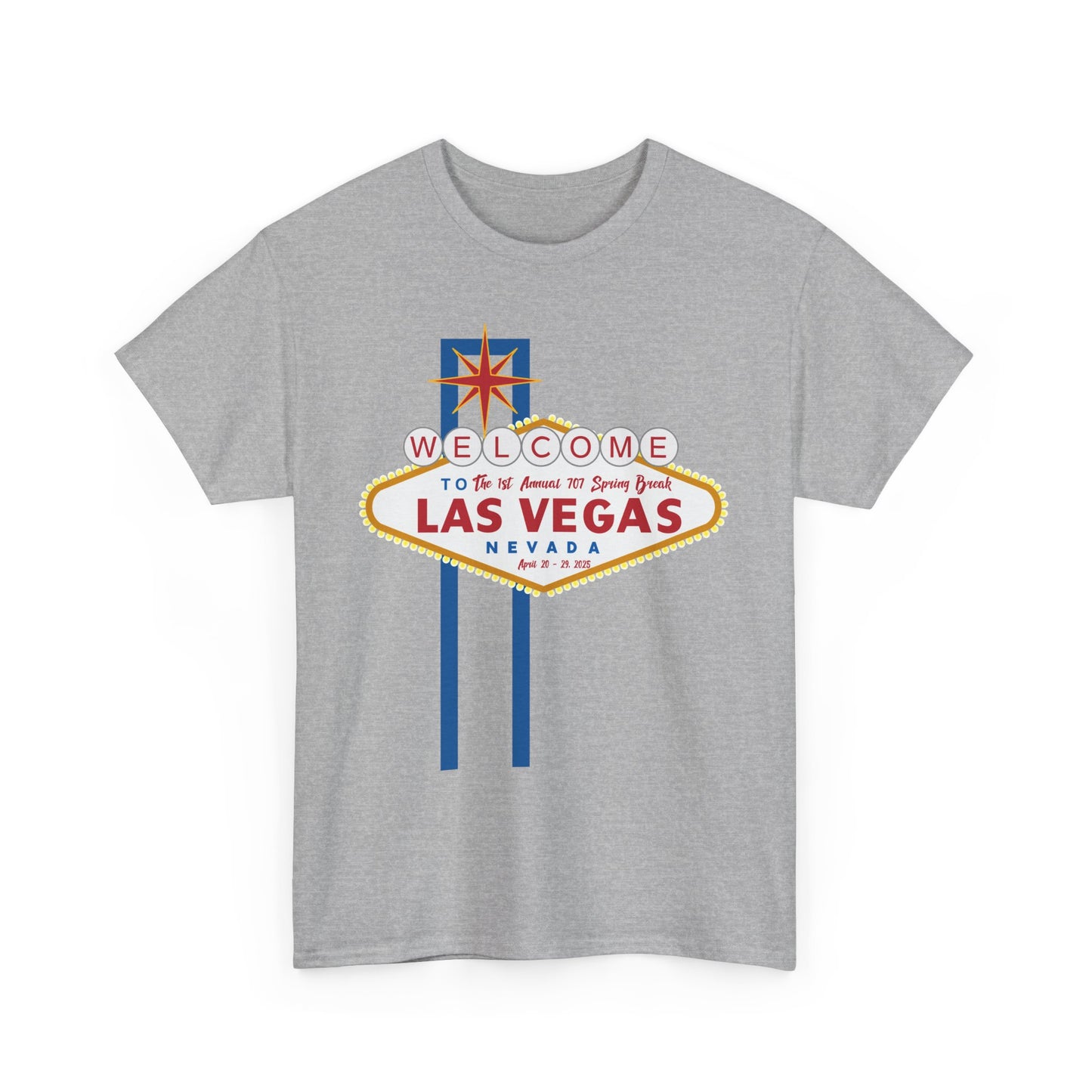 1st Annual 707 Las Vegas Spring Break Unisex Heavy Cotton Tee - Vintage Travel Tee for Tourists and Souvenir Lovers