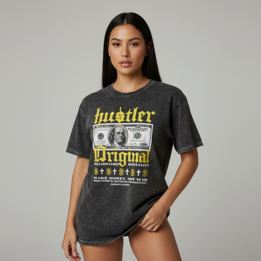 Womens Millionaire Mentality Hustler Original Unisex Mineral Wash T-Shirt