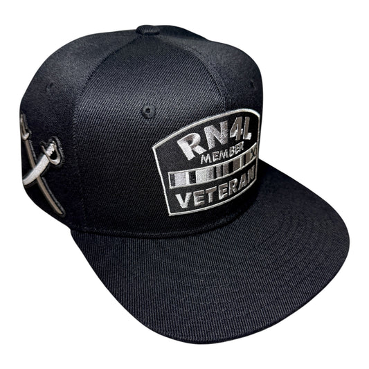 RN4L Member Veteran Black & Silver Snapback Hat (RAIDER NATION EDITION)