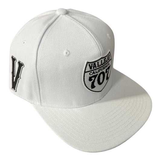 Vallejo California Interstate 707 Snap White & Black Baseball Hat