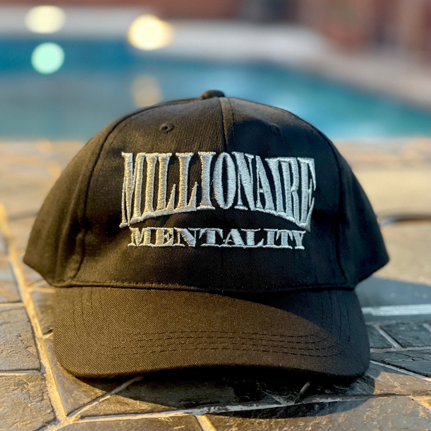 MILLIONAIRE MENTALITY BLACK & SILVER SNAP BACK POLO STYLE HAT