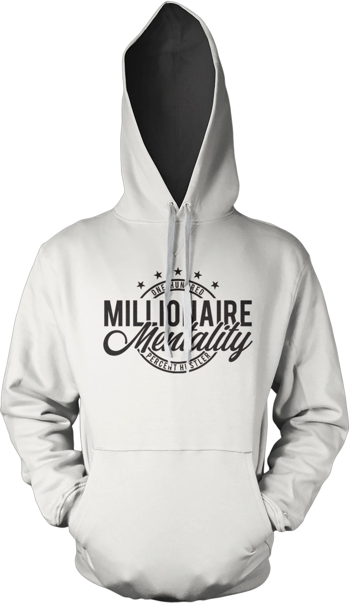 MILLIONAIRE MENTALITY WHITE HOODIE (LIMITED EDITION) ONE HUNDRED PERCENT HUSTLER