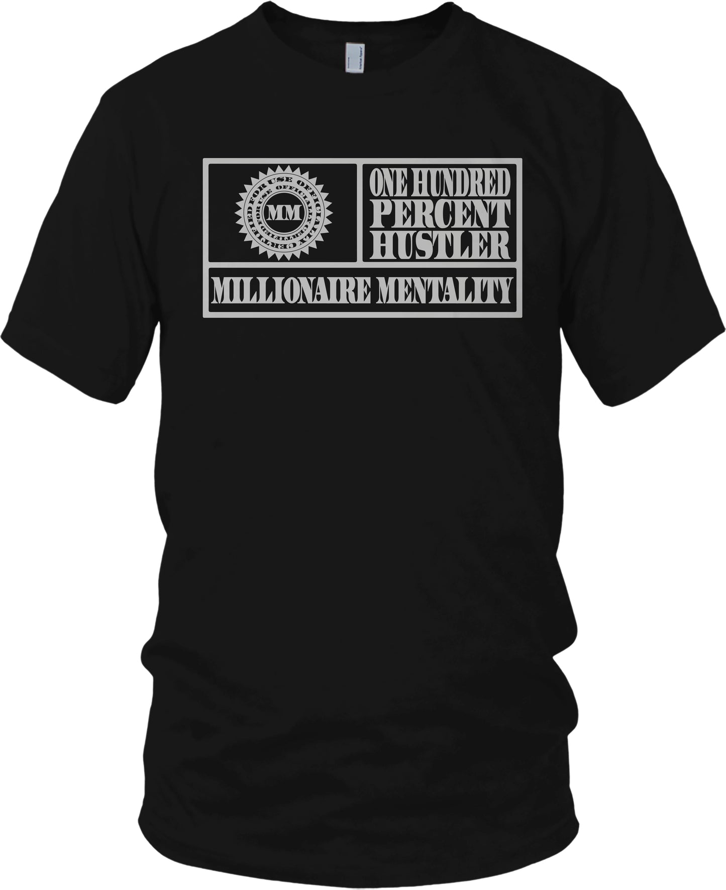 MILLIONAIRE MENTALITY BLACK & METALLIC SILVER T-SHIRT (LIMITED EDITION) MOTION PICTURE EDITION