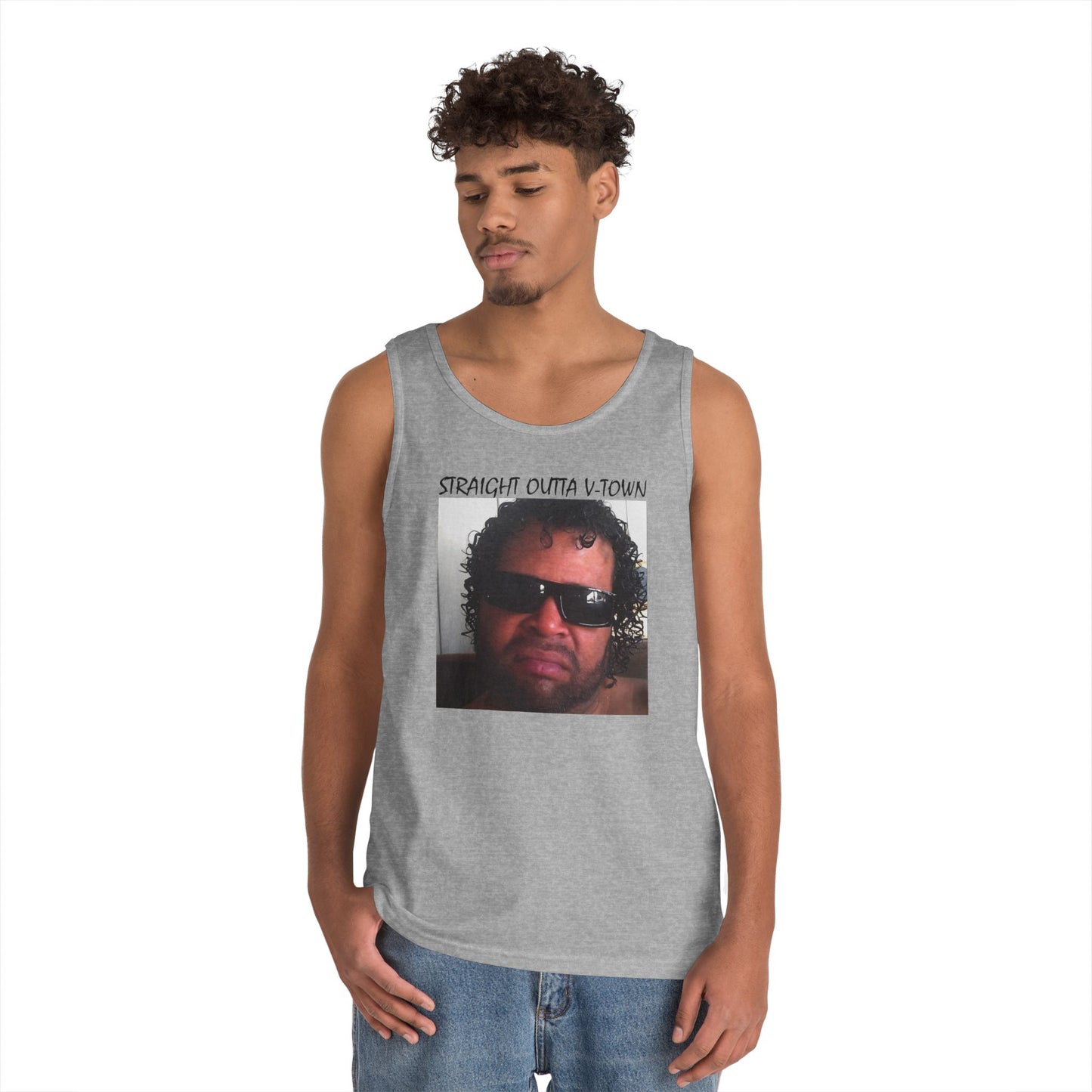 Funny Unisex Heavy Cotton Tank Top - 'Train Duz It' Graphic