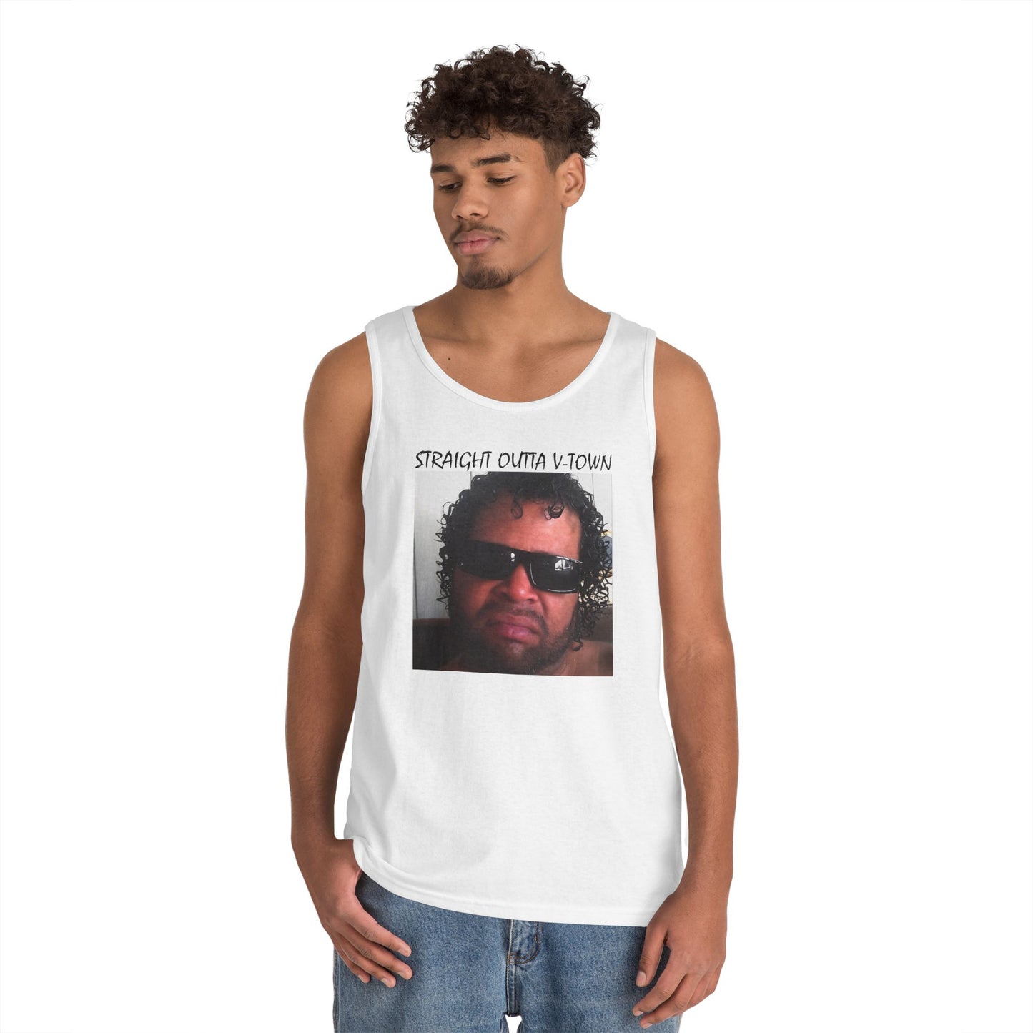 Funny Unisex Heavy Cotton Tank Top - 'Train Duz It' Graphic