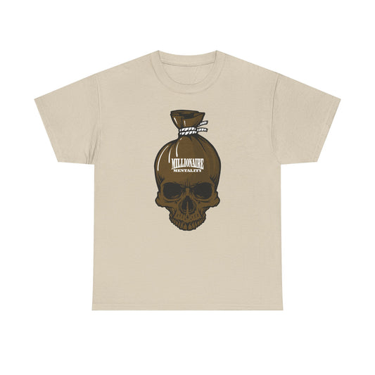 Skull Money Bag Tee — "Millionaire Mentality" Graphic T-Shirt