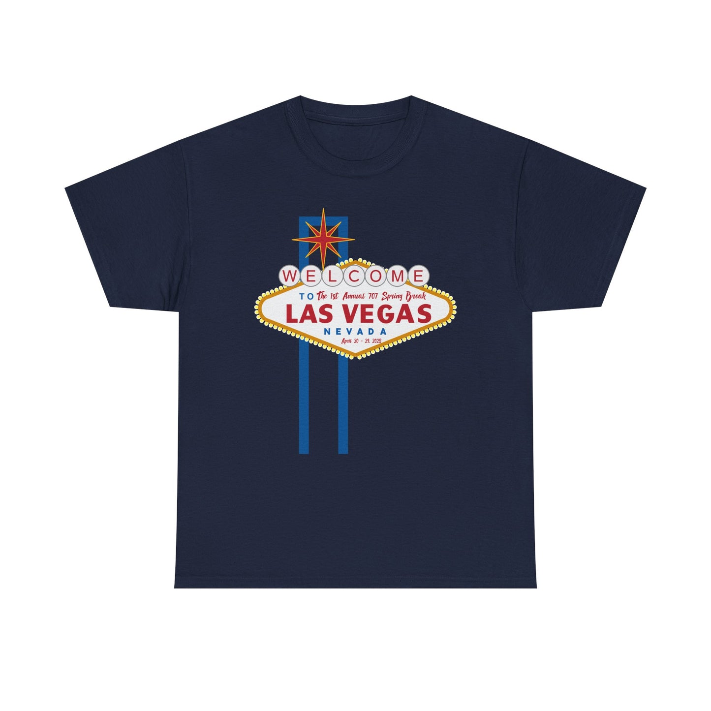 1st Annual 707 Las Vegas Spring Break Unisex Heavy Cotton Tee - Vintage Travel Tee for Tourists and Souvenir Lovers