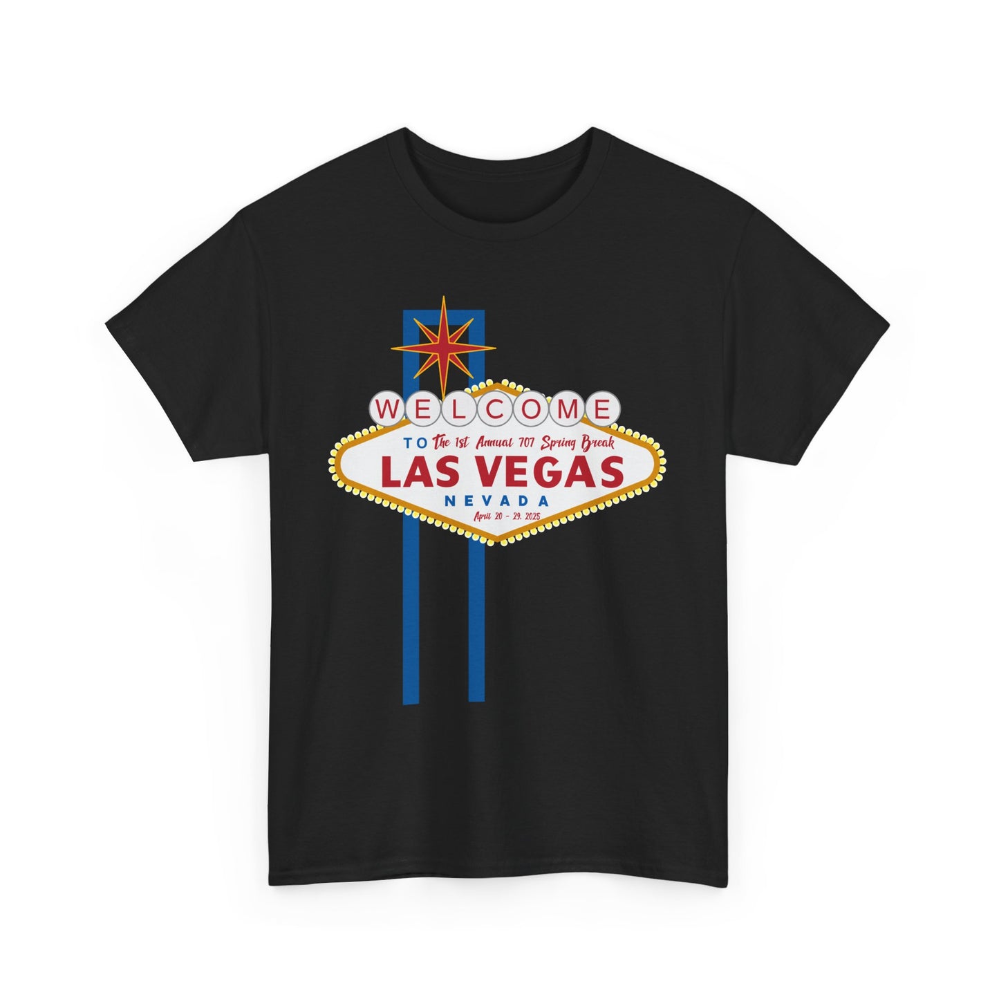 1st Annual 707 Las Vegas Spring Break Unisex Heavy Cotton Tee - Vintage Travel Tee for Tourists and Souvenir Lovers