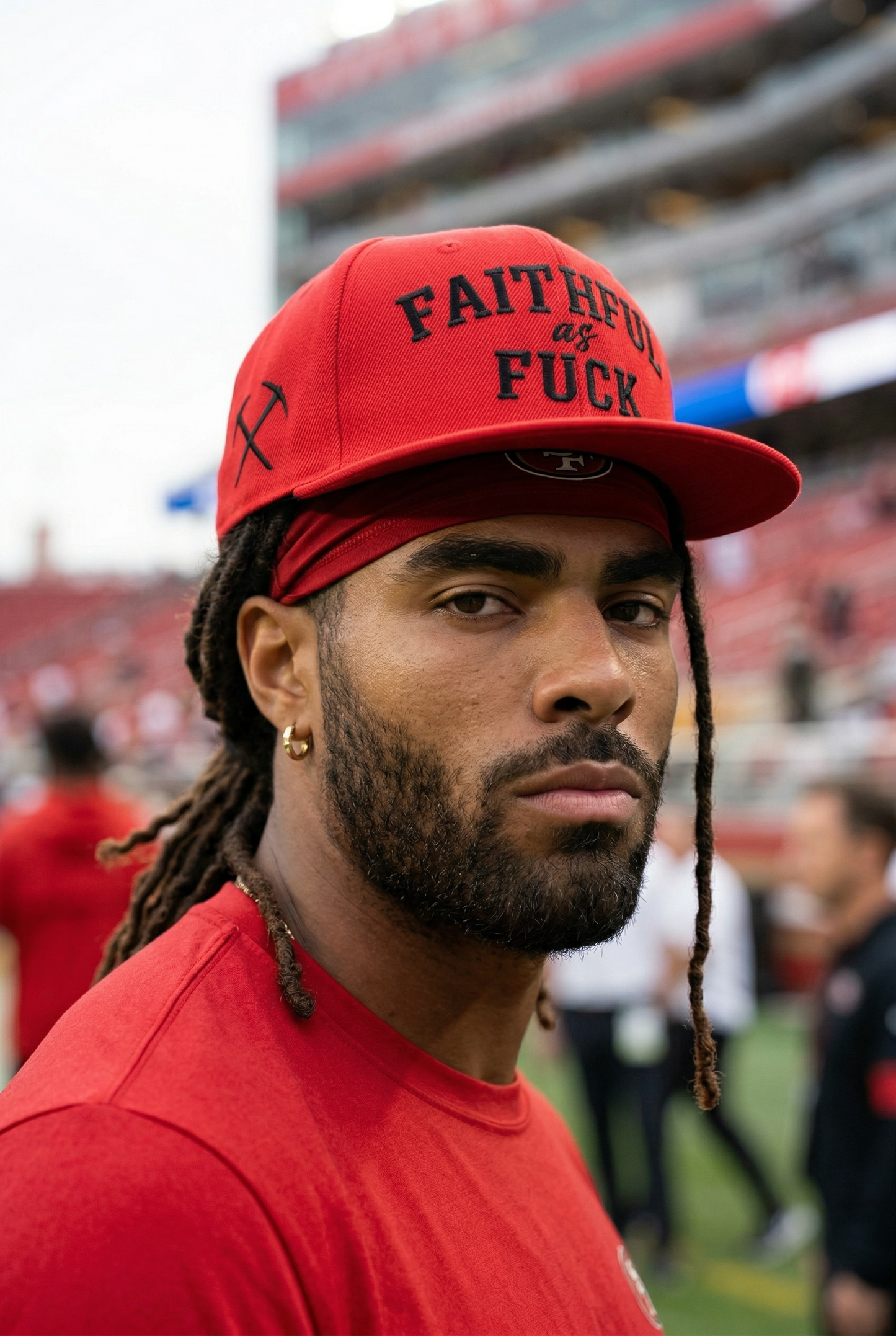 Faithful As F*ck Red & Black Snap Back Baseball Hat (New) Niner Edition