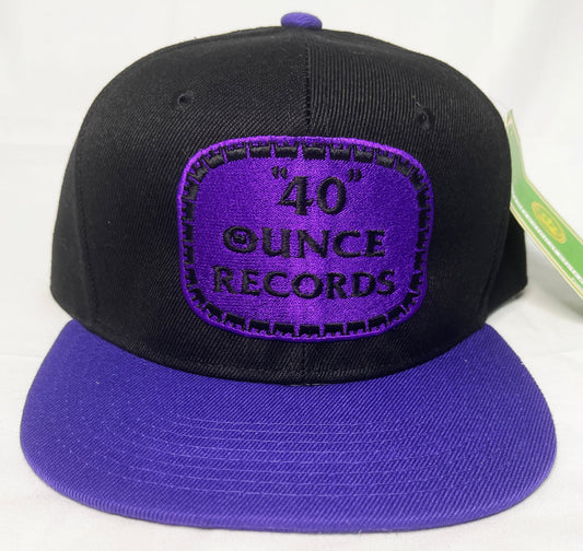 40 OUNCE RECORDS BLACK & PURPLE SNAP BACK BASEBALL HAT