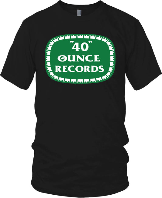 40 OUNCE RECORDS OLDE ENGLISH BLACK GREEN & WHITE T-SHIRT (LIMITED EDITION)