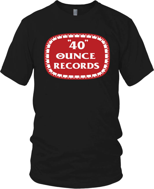 40 OUNCE RECORDS OLDE ENGLISH BLACK RED & WHITE T-SHIRT (LIMITED EDITION)