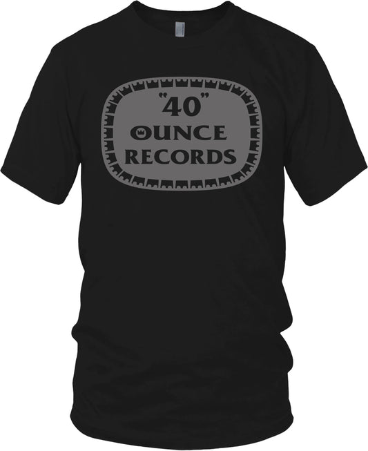 40 OUNCE RECORDS OLDE ENGLISH BLACK & METALLIC SILVER T-SHIRT (LIMITED EDITION)