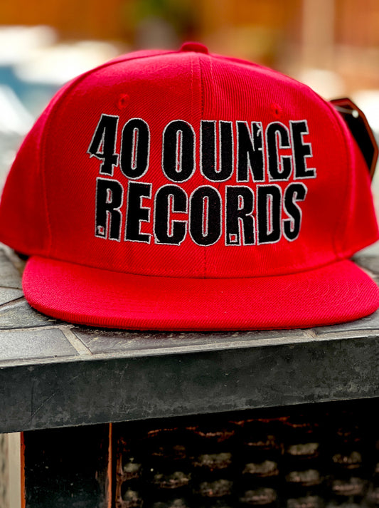 40 OUNCE RECORDS RED, BLACK & GREY SNAP BACK BASEBALL HAT