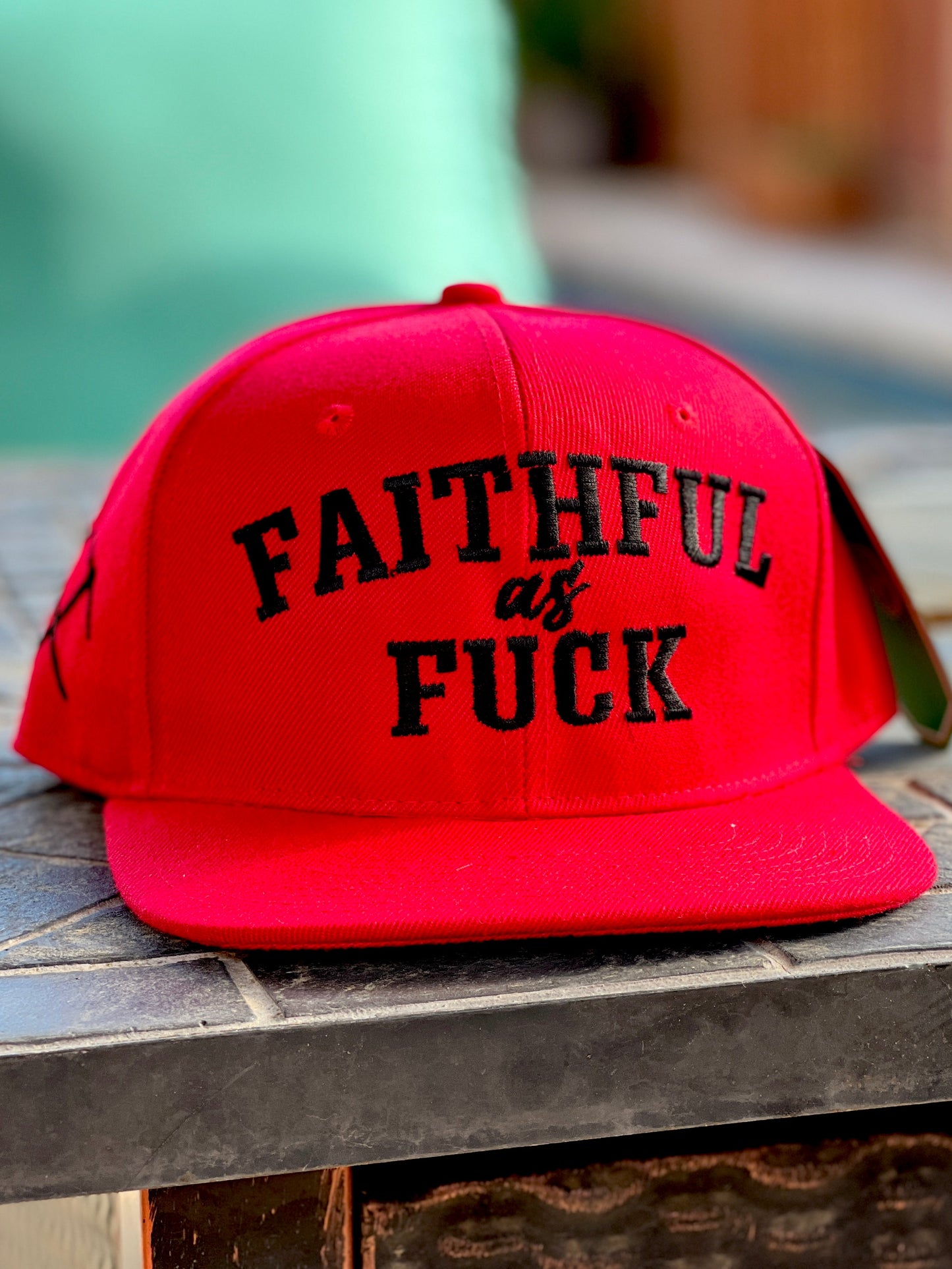 FAITHFUL AS FUCK RED & BLACK SNAP BACK BASEBALL HAT (NEW) NINER EDITION