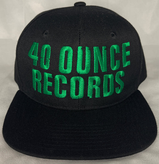 40 OUNCE RECORDS BLACK & GREEN SNAP BACK BASEBALL HAT