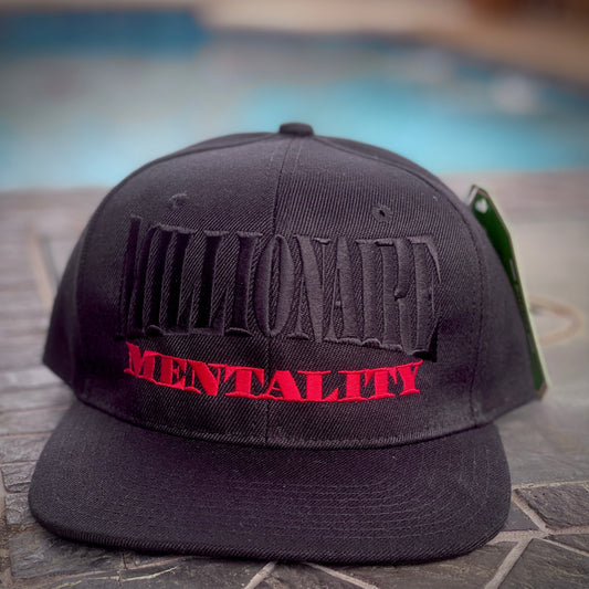 MILLIONAIRE MENTALITY BLACK SNAPBACK BASEBALL HAT
