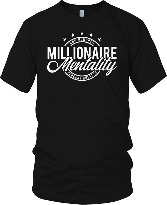 MILLIONAIRE MENTALITY ONE HUNDRED PERCENT HUSTLER BLACK T-SHIRT (LIMITED EDITION)
