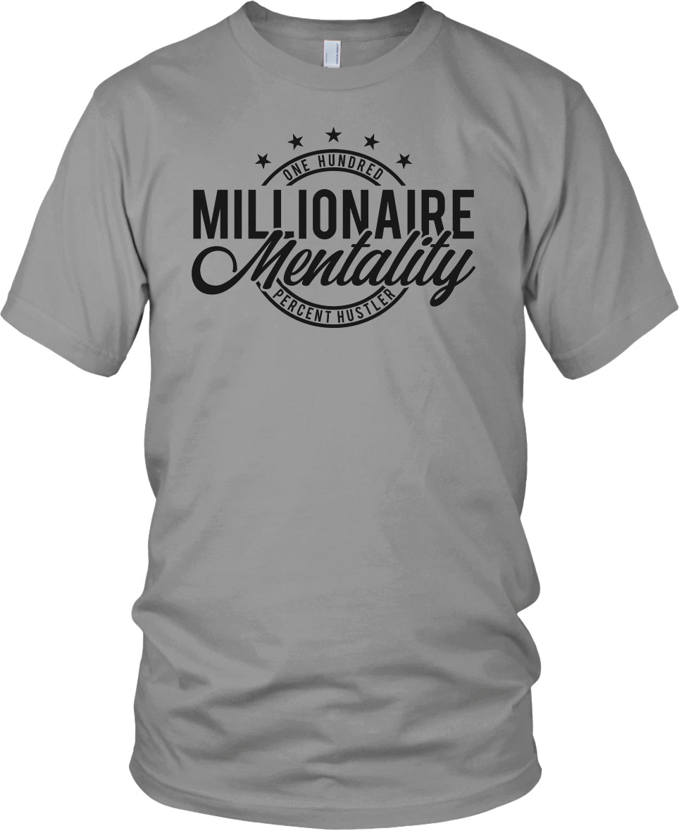 MILLIONAIRE MENTALITY ONE HUNDRED PERCENT HUSTLER GREY T-SHIRT (LIMITED EDITION)