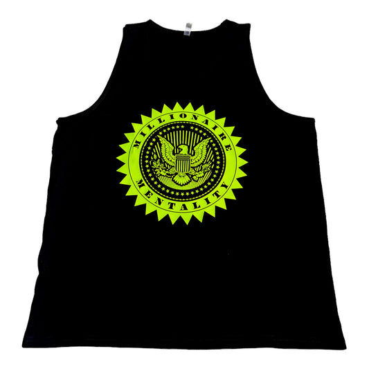 MILLIONAIRE MENTALITY BLACK & NEON GREEN TANK TOP (LIMITED EDITION)
