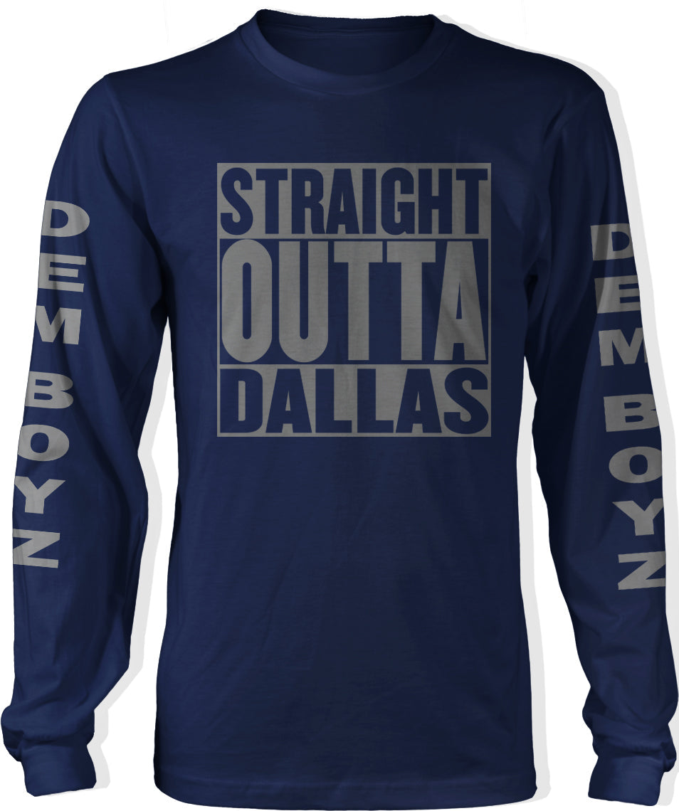 Straight Outta  Dallas Dem Boyz Long Sleeve Navy Blue T-Shirt (Limited Edition)